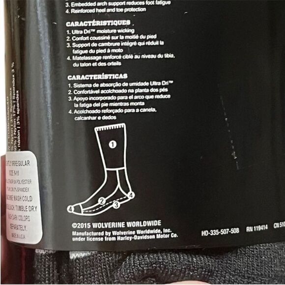 Harley-Davidson Black and Fuchsia Boot Socks, 2 Pairs, Size M, NWT - Picture 6 of 8